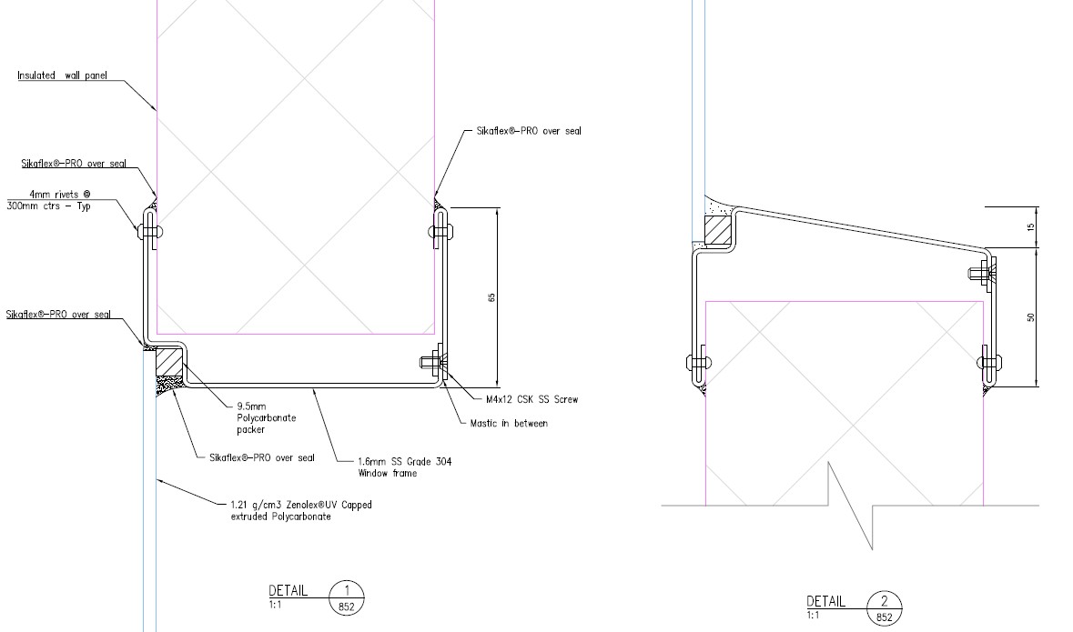 Stainless Steel Window for Insulated Panel