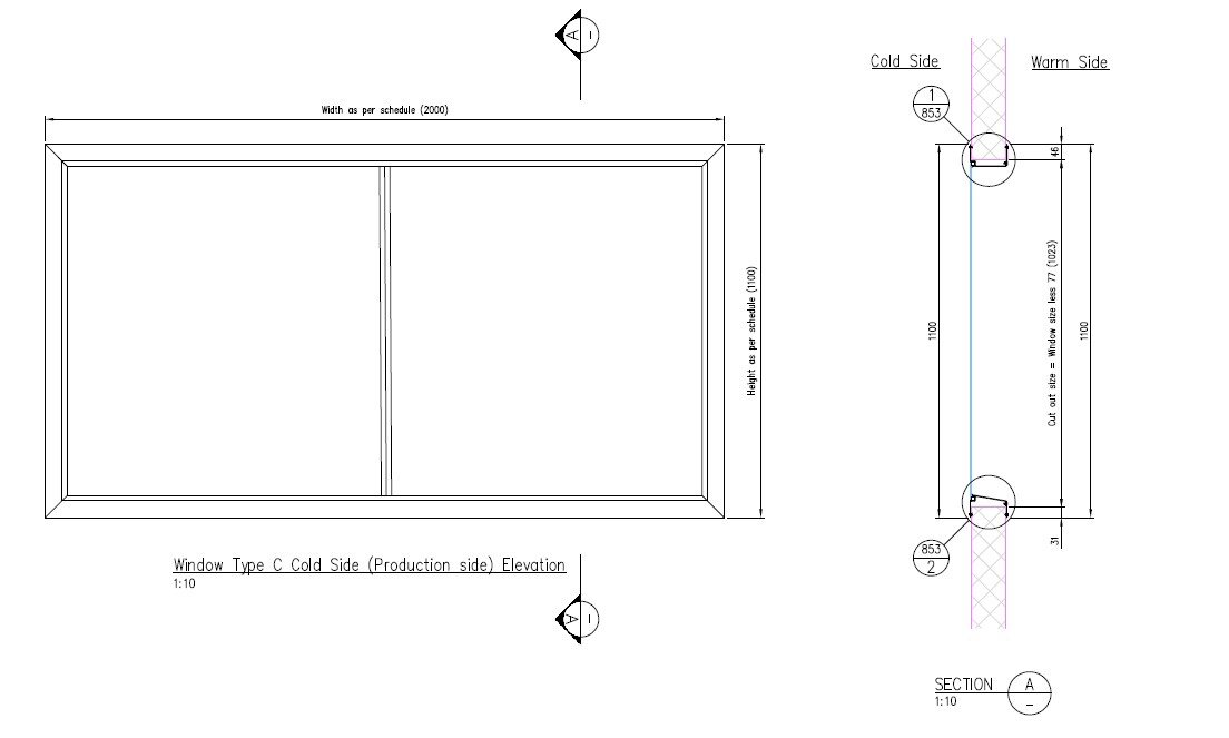 Stainless Steel Window for Insulated Panel Elevation